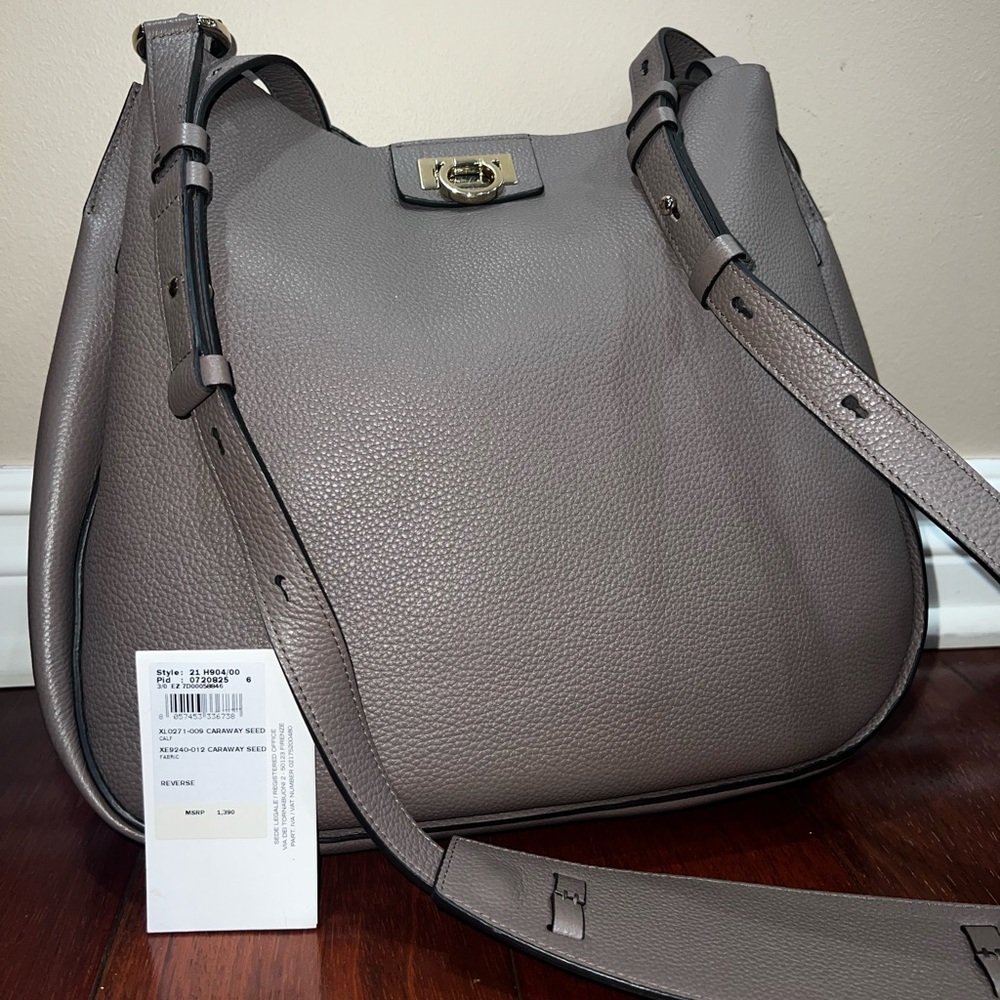 Salvatore Ferragamo leather gray plain bag